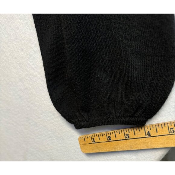 Evie Long Sleeve Sweater Blouse V-Neck Tie  Black Lightweight Soft Size Large - Picture 6 of 6